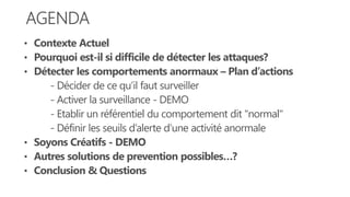 • Pourquoi est-il si difficile de détecter les attaques?
- Etablir un référentiel du comportement dit "normal"
 