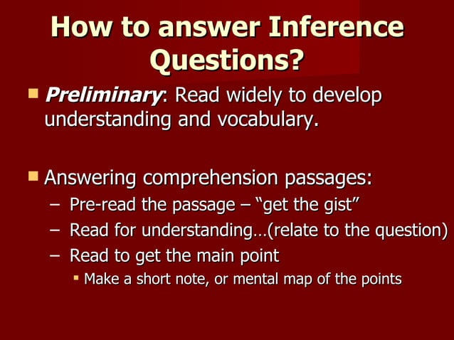 English Comprehension (Inference Qns) | PPT
