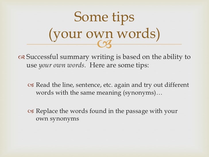 Tips on writing summary