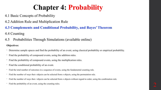 Complements and Conditional Probability, and Bayes' Theorem | PPT