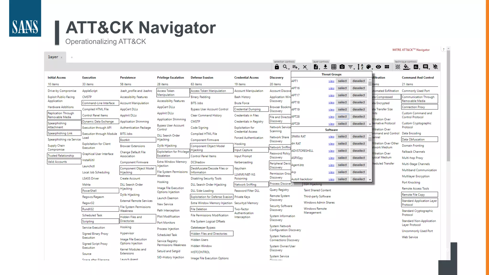 ATT&CK Navigator
Operationalizing ATT&CK
9
 