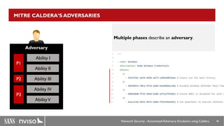 Network Security - Automated Adversary Emulation using Caldera 46
Adversary
MITRE CALDERA’S ADVERSARIES
Multiple phases de...