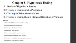 Testing a Claim About a Mean | PPTX