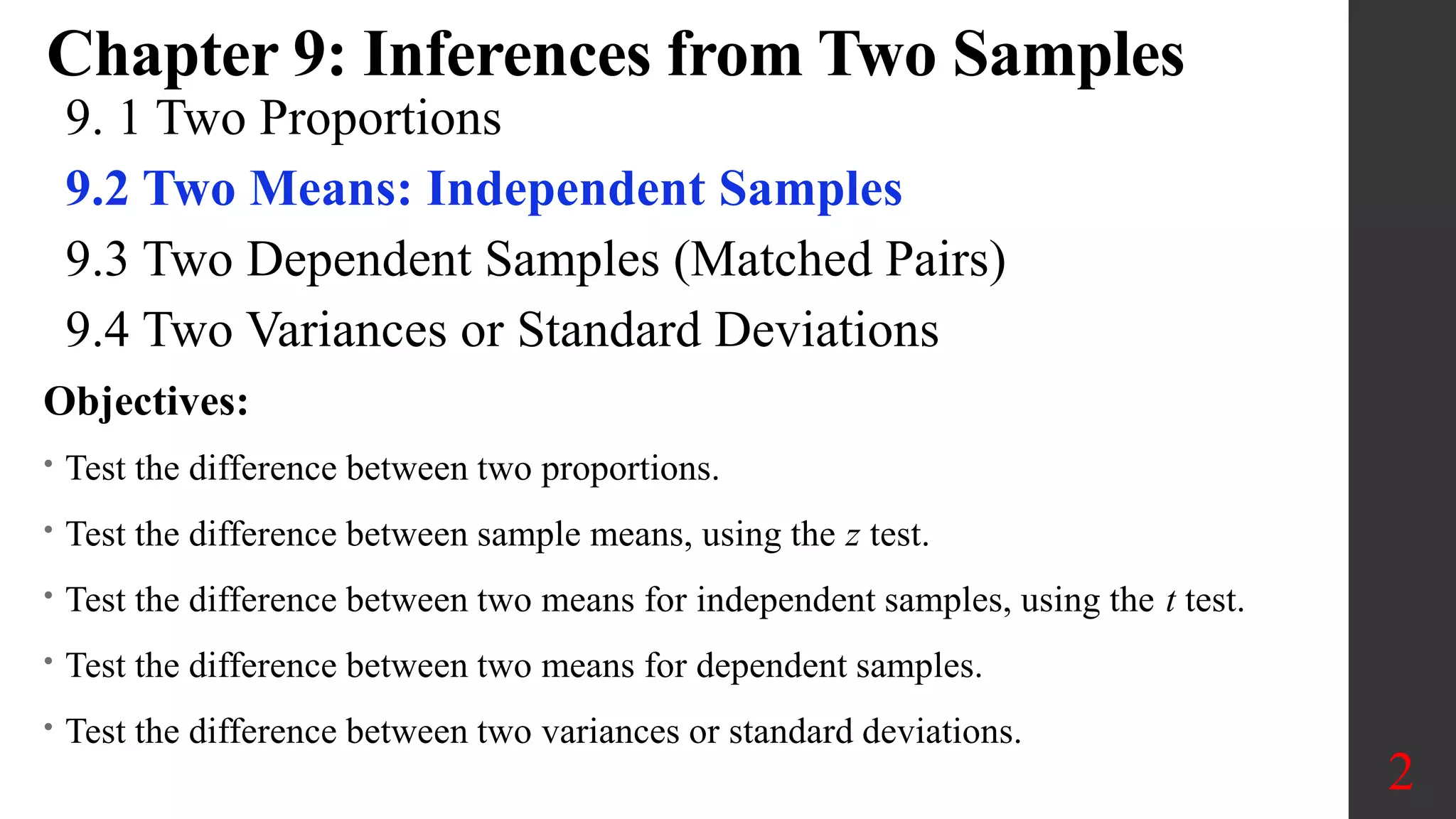 Two Means, Independent Samples | PPTX