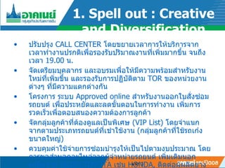 1.  Spell out : Creative and Diversification ????????  CALL CENTER  ??????????????????????????????????????????????????????????????????????????? ?????????  19.00   ? . ???????????????? ??????????????????????????????????????????????????? ??????????????????????   TOR  ???????????????? ??????????????????? ??????? ????  Approved online   ???????????????????????????? ?????????????????????????????????? ???????????????????????????????????????????? ??????????????????????????????????  (VIP List)  ???????????????????????????????????????  ( ??????????????????????????????? ) ???????????????????????????????????????????????? ??????????????????????????????????????? ????????????????????  ISUZU,TOYOTA   ????  HONDA,   ???????????????????????  GOODYEAR DUNLOP  ??????????????????????????? ???????????????????? ???????????????????????????????????????? ????  