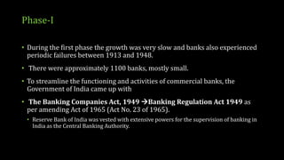 Phase-II
• There were major reforms in the Indian Banking Sector after independence.

• In 1955, the Govt. nationalized Im...