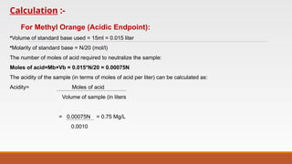 Acidity Endpoint Water analysis practical for ph, tds, hardness, acidity, conductivity ...