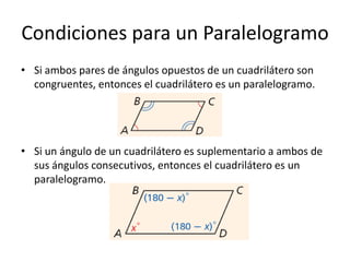 Condiciones para Paralelogramos