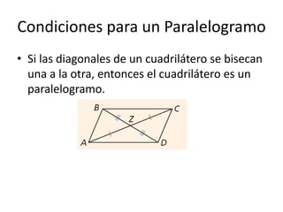 Condiciones para Paralelogramos