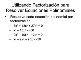 Encontrando Raíces Reales de Ecuaciones Polinomiales | PPT