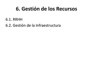 6. Gestión de los Recursos
6.1. RRHH
6.2. Gestión de la Infraestructura
 