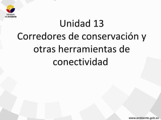Unidad 13
Corredores de conservación y
otras herramientas de
conectividad
 