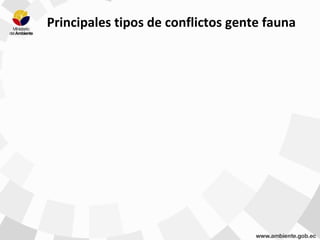 Principales tipos de conflictos gente fauna
 
