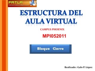 Estructura del aula virtual CAMPUS PHOENIX MPI052011 Realizado : Galo P. López 