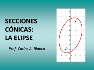SECCIONES
CÓNICAS:
LA ELIPSE
Prof. Carlos A. Blanco
 