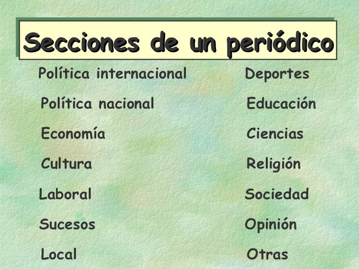 Que Secciones Puede Tener Un Periodico poners Que Secciones Puede Tener Un Periodico poners