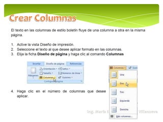 Secciones y columnas