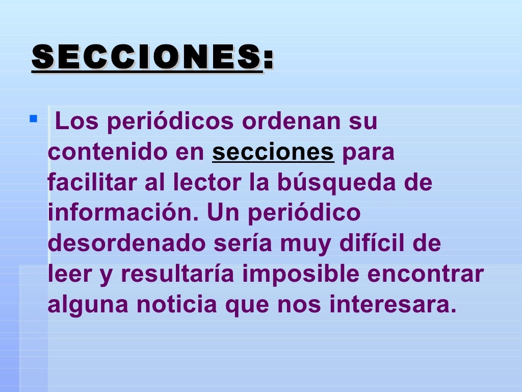 Secciones y suplementos del diario