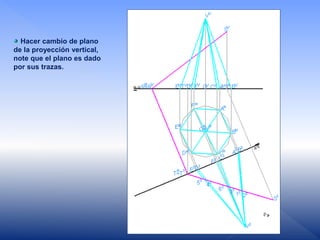 Hacer cambio de plano
de la proyección vertical,
note que el plano es dado
por sus trazas.
 