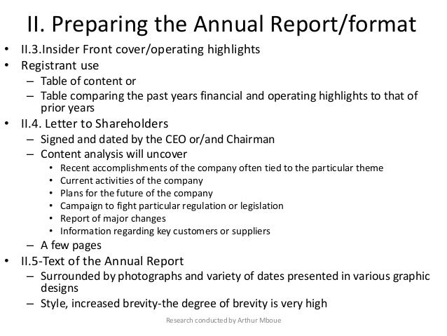 annual reports formats