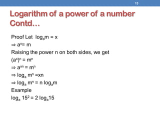 13
Logarithm of a power of a number
Contd…
 