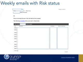 Weekly emails with Risk status
 
