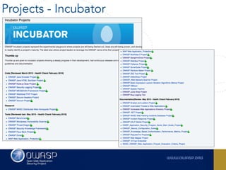 Projects - Incubator
 