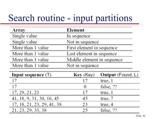 Slide 46
Search routine - input partitions
 