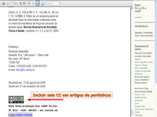Incluir selo CC em artigos de periódicos 