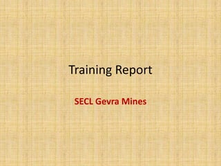 Training Report

 SECL Gevra Mines
 