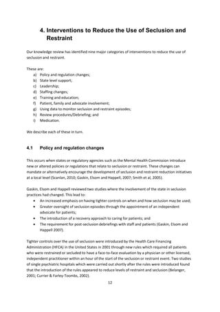 Seclusion and physical restraint reduction knowledge review | PDF