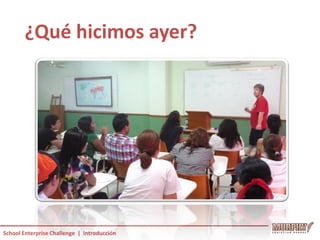 ¿Qué hicimos ayer?




School Enterprise Challenge | Introducción
 