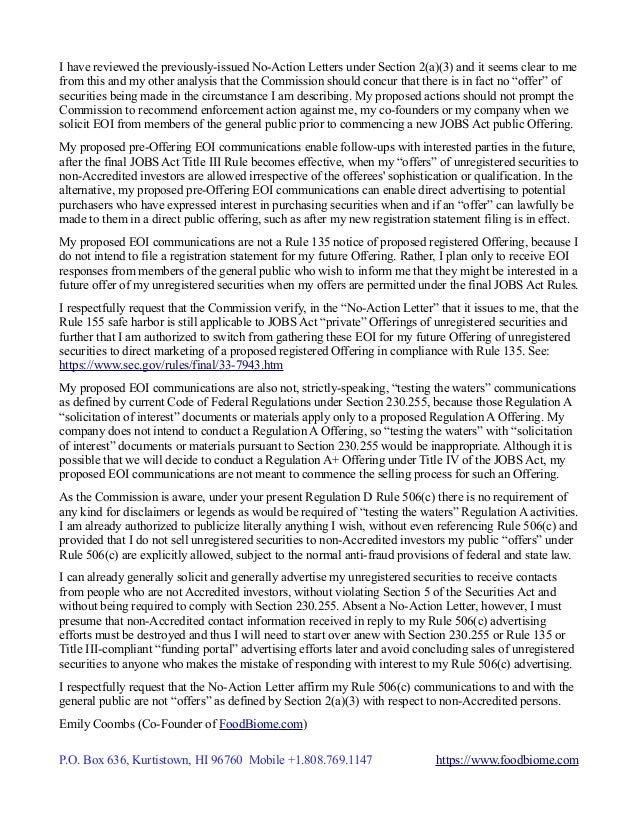 SEC No Action Letter Request Updated Letter