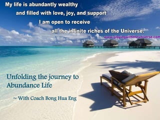 Unfolding the journey to
Abundance Life
~ With Coach Bong Hua Eng
 