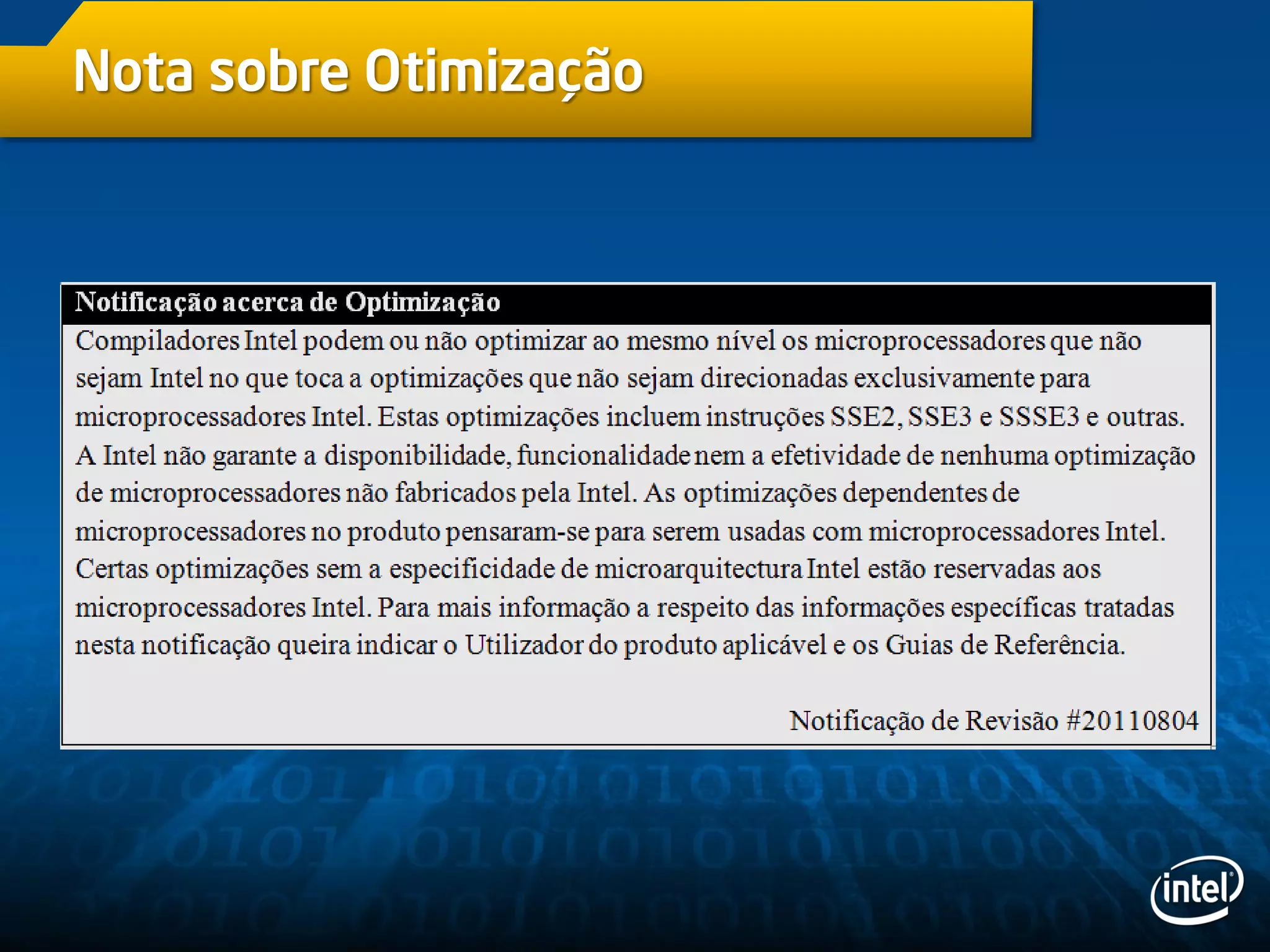 Nota sobre Otimização
 