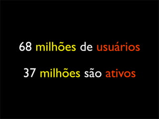 68 milhões de usuários

37 milhões são ativos
 