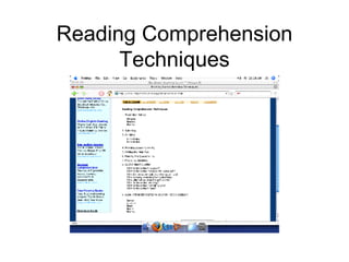 Reading Comprehension Techniques 