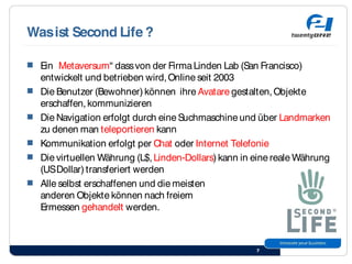 Second Life, die virtuelle Welt erleben