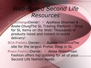 Second Life Presentation | PPT
