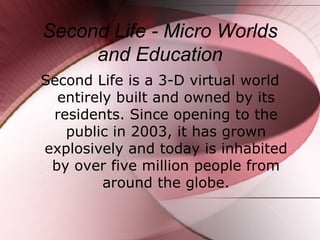 Second Life Presentation | PPT