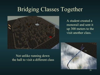 Bridging Classes Together A student created a monorail and sent it  up 300 meters to the visit another class. Not unlike running down  the hall to visit a different class 