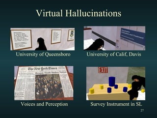Virtual Hallucinations University of Queensboro University of Calif, Davis Survey Instrument in SL Voices and Perception 