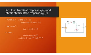 2-3. Find transient response and
obtain steady-state response
• Given and :
• At :
• Thus:
 