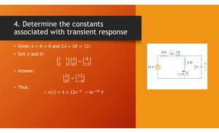 4. Determine the constants
associated with transient response
• Given and :
• Get and :
• Answer:
• Thus:
 
