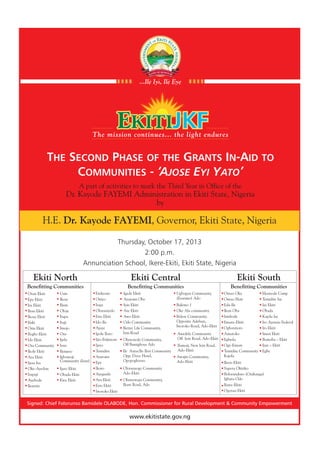  The Second Phase Of The Grants In-Aid To Communities - 'Ajose Eyi Yato'