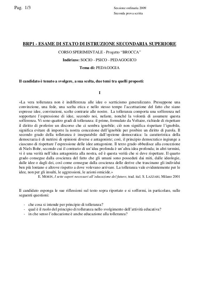 Seconda Prova Liceo Pedagogico Dal 2009 Al 2015