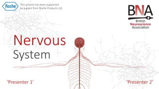 Nervous
System
'Presenter 1' 'Presenter 2'
This activity has been supported
by a grant from Roche Products Ltd
 