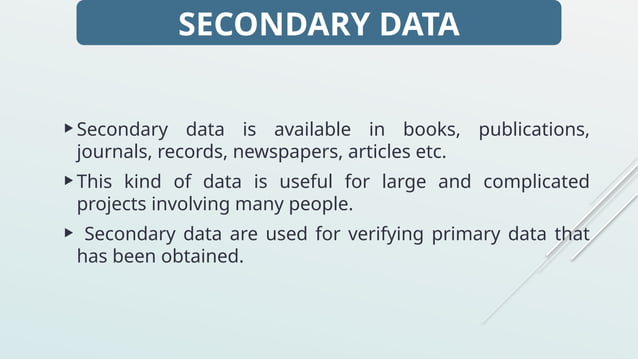 Research Methodology - Secondary data (Introduction and Sources)) | PPT