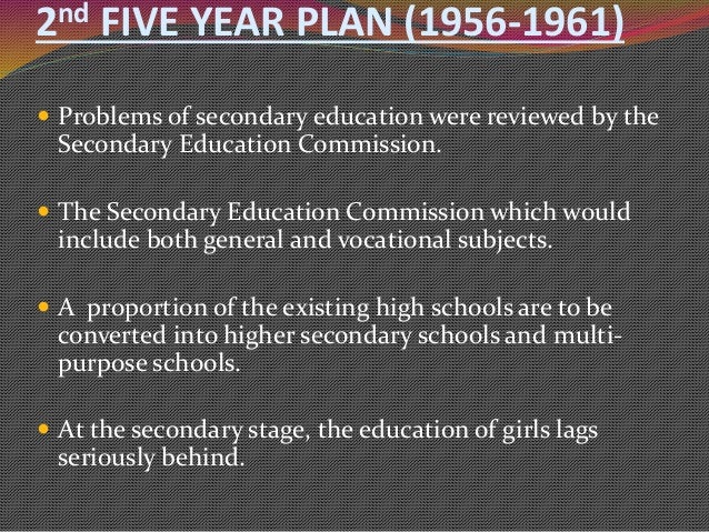 Secondary Education In Five Year Plans