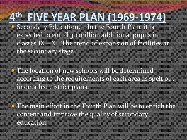 Secondary Education In Five Year Plans